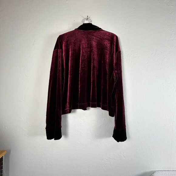 Christine Damen Womens Blazer Jacket Large Burgundy Velvet Long Sleeve Stretch - Picture 2 of 7